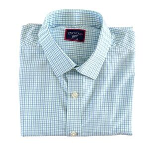 UNTUCKit Santero Wrinkle Free Shirt Long Sleeve Green Blue Size Medium